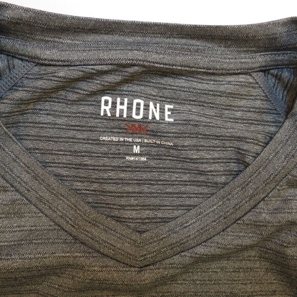RHONE V NECK PERFORMANCE ATHLETIC TEE T SHIRT Mens M Gray - Picture 3 of 3